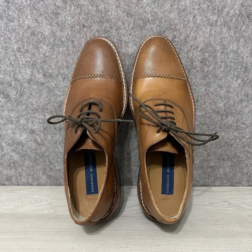 Giorgio Brutini Mens Size 8 Brown Leather Cap Toe‎ Oxford Dress Shoes Classic